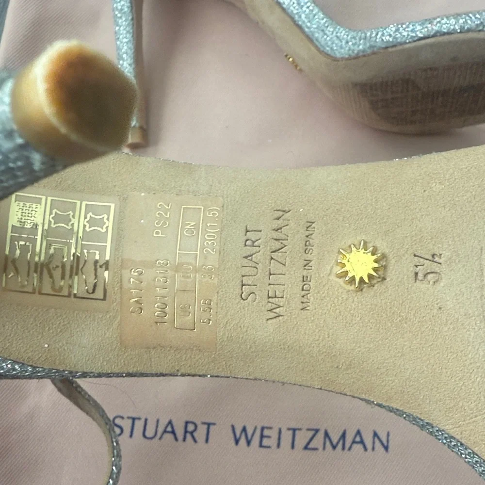 Stuart Weitzman Nudist Curve 75 Crystal Sandals Sz 5.5 - Picture 10 of 10